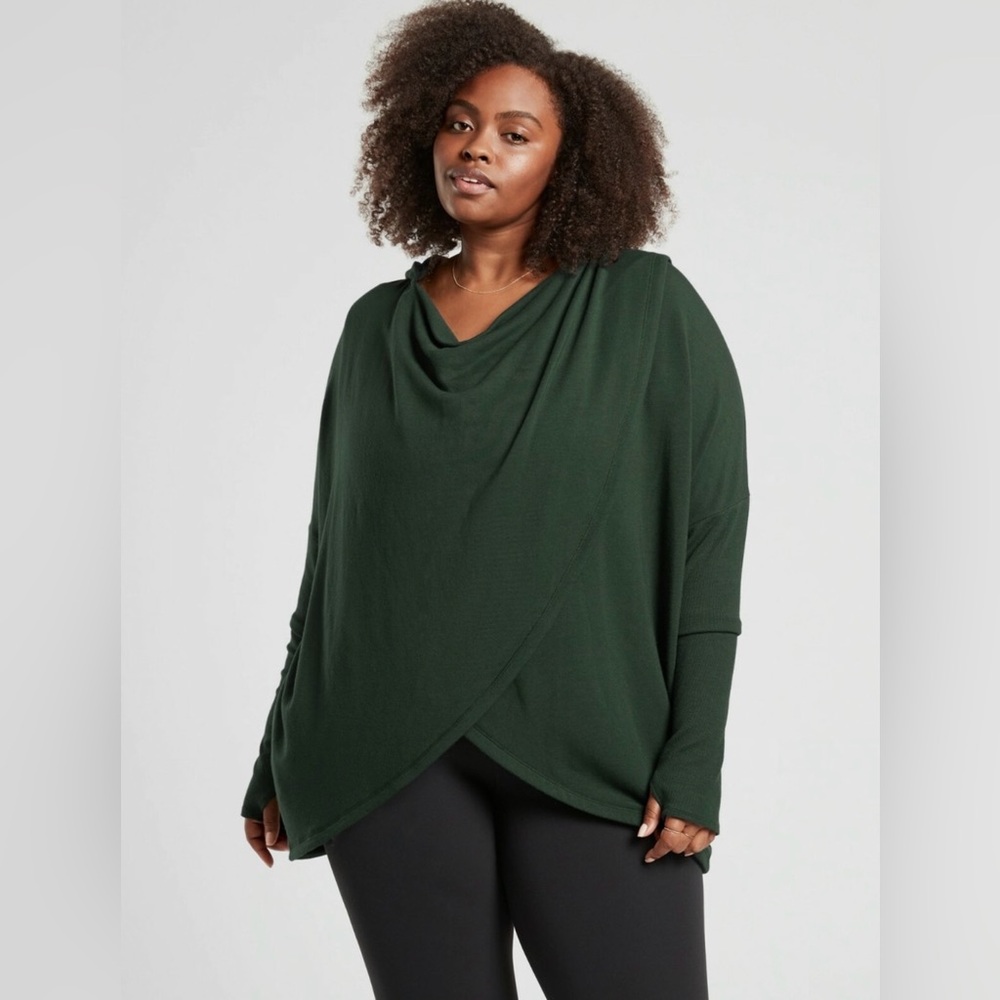 Athleta Purana Wrap Sweatshirt, Hoodie Cardigan Seaweed Snack SIZE 2x
